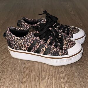 adidas Originals Nizza Platform Shoes Women's Black White Animal Print